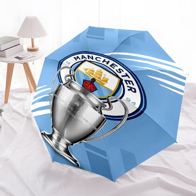 Printed Manchester City Football Club Printed Folding Umbrella,Outdoor,Leisure,And Travel Umbrella,Durable Umbrella Fabric,Birthday And Holiday Gift
