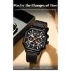 POEDAGAR Luxury Chronograph Square Man Watch Waterproof Luminous Date Men Watch Sports Leather Men's Watches Quartz