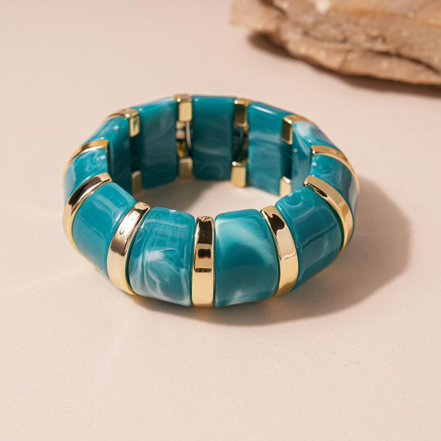 European and American blue smudged acrylic bracelet niche retro exaggerated bracelet personality fashion design sense jewelry