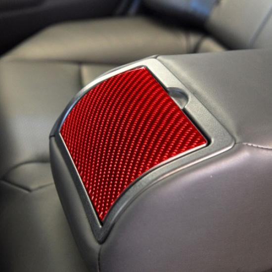Red Carbon Fiber Rear Center Cupholder Cover Trim For Infiniti G37 Sedan 2010-13