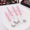 16 Pieces Color Handle Flatware Eating Utensils, Stainless Steel Tableware Rivet ABS Handle Design, Knives Forks Spoons for Home, Service for 4