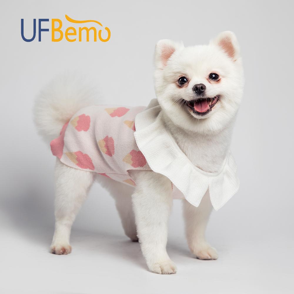 UFBemo Hot Sale Pink Cotton Designer Warm Thin Small Puppy Pet Clothes Ins Cute Wool Sweater Dog