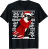 Festive Black Cat In Santa Hat Scarf Holiday Cute T-Shirt