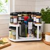 Rotating 2-Tier Rack, Floor Standing Seasoning Bottle Storage Shelf for Kitchen