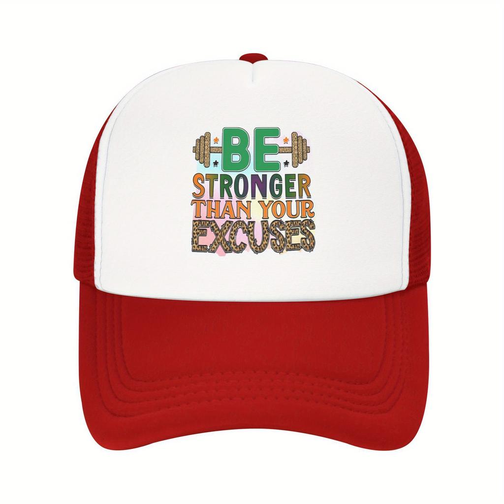 Be Stronger Than Your Excuses Mesh Trucker Hat Motivational Polyester Baseball Cap Breathable Adult Casual Fitness Headwear