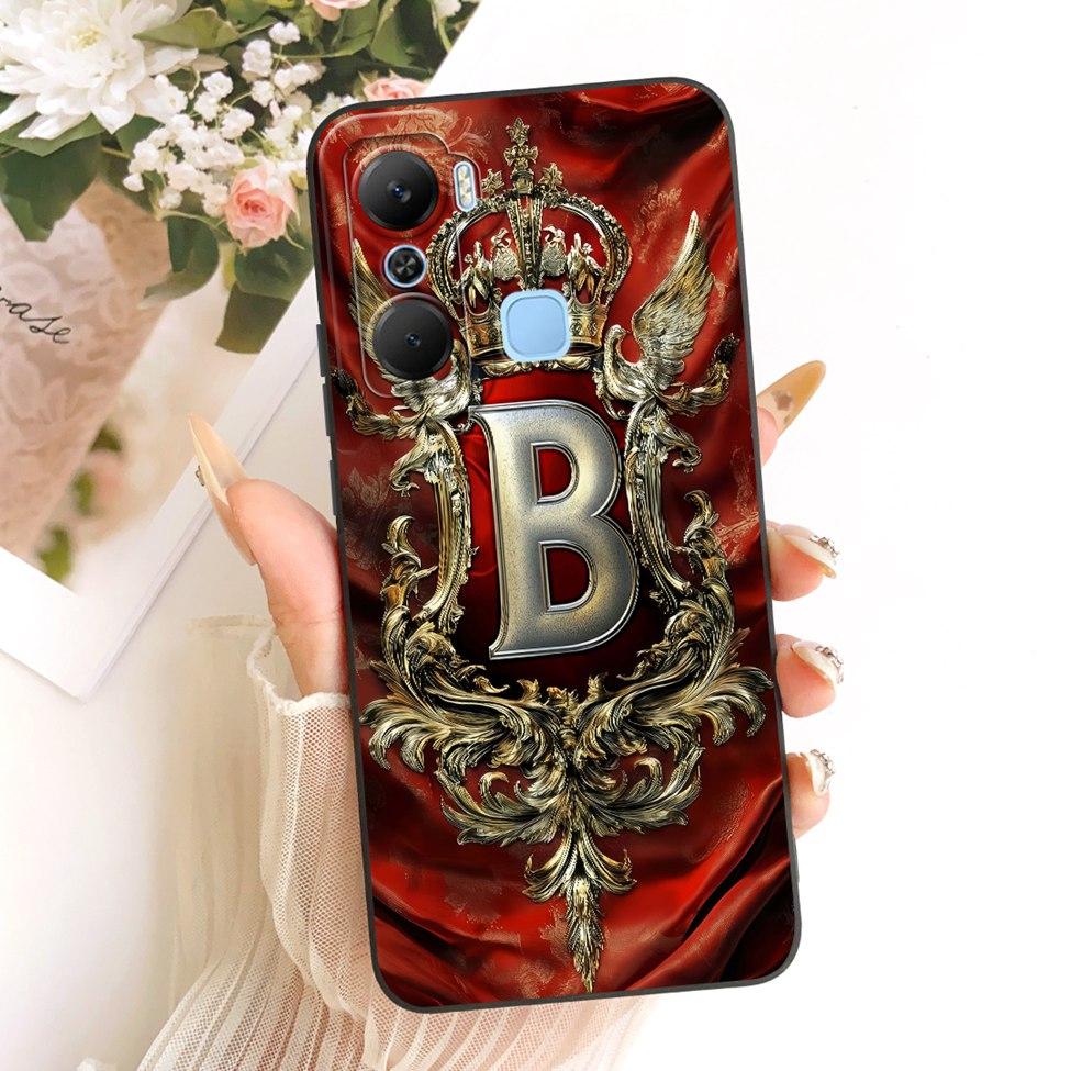 Handyhülle Für Infinix Hot 12Pro X668C Hülle Für Infinix Hot 12 Pro Gehäuse Silikon Ästhetisch Luxus A-Z Buchstaben 2D Bemalt