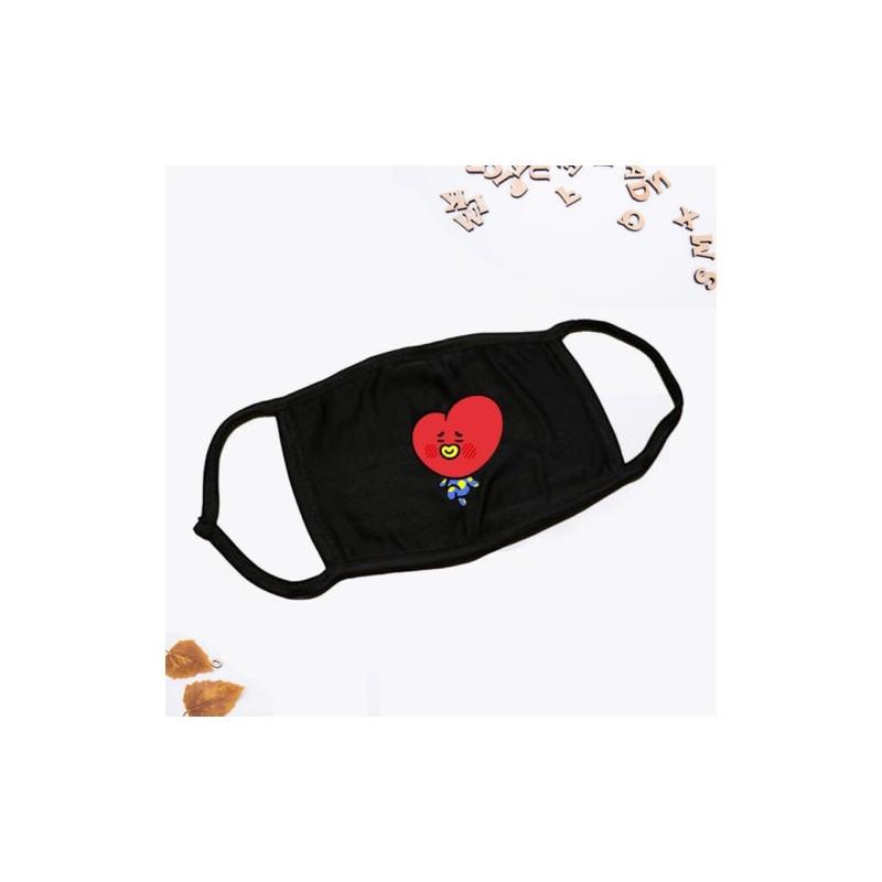 

Kpop Bts Breathable Cotton Blend Face Mask With Cartoon Print For Daily Sunscreen Protection TATA Black