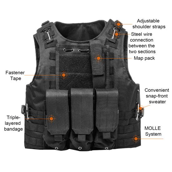 Vestă tactică pentru copii și adulți, reglabilă, de antrenament, protectoare, cu buzunare multiple, de luptă, pentru vânătoare, activități în aer liber, Airsoft, Paintball, Cosplay