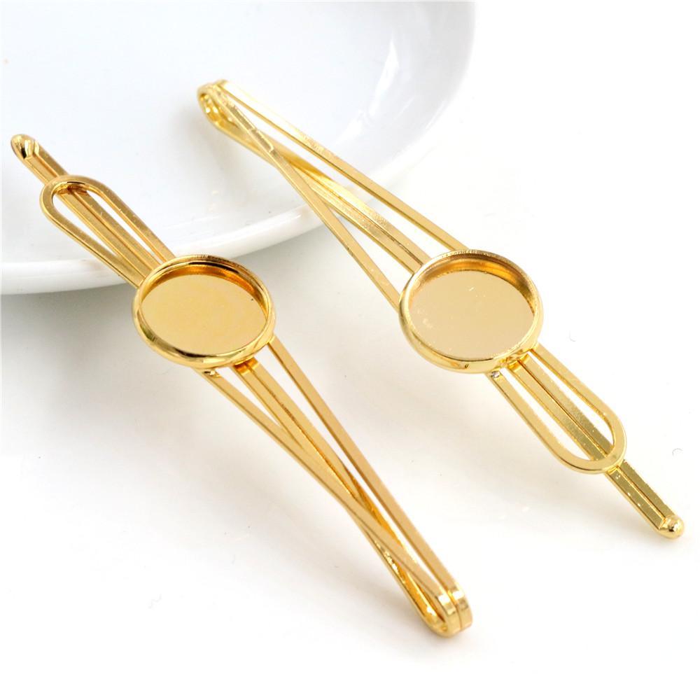 10pcs 12mm inner sizee Copper Material Classical Style Hairpin Hair Clips DIY Hairpin Blank Cabnochon Base Setting Cameo