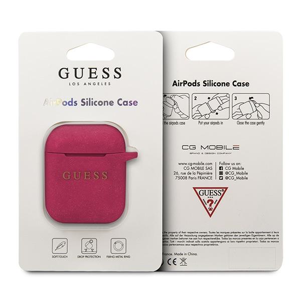 Guess Guaccsilglfu Airpods 1/2 Coverfuksja/Fuchsia Silicone Glitter