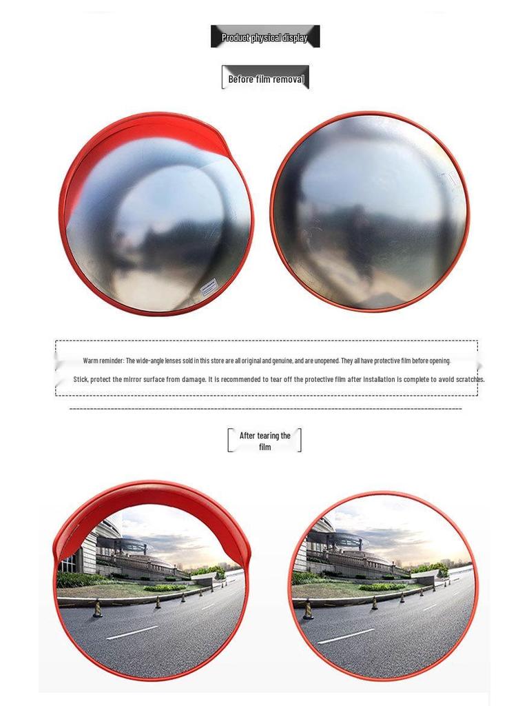 Wide-Angle Road Corner Traffic Mirror - Large Round Convex Reflective Mirror for Intersections