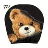 Humorous Car Accessories Zipper Bear Headrest Cover, 2D Flat Print Cute Seat Universal Fit Covers Protector, Breathable Auto Interior Decor