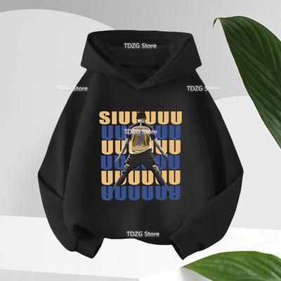 Ronaldo Creative Printed Children's Hoodie Autumn Fleece Hooded Sweatshirt Kid Boy Girl Clothes Sportwear Pullover Tops
