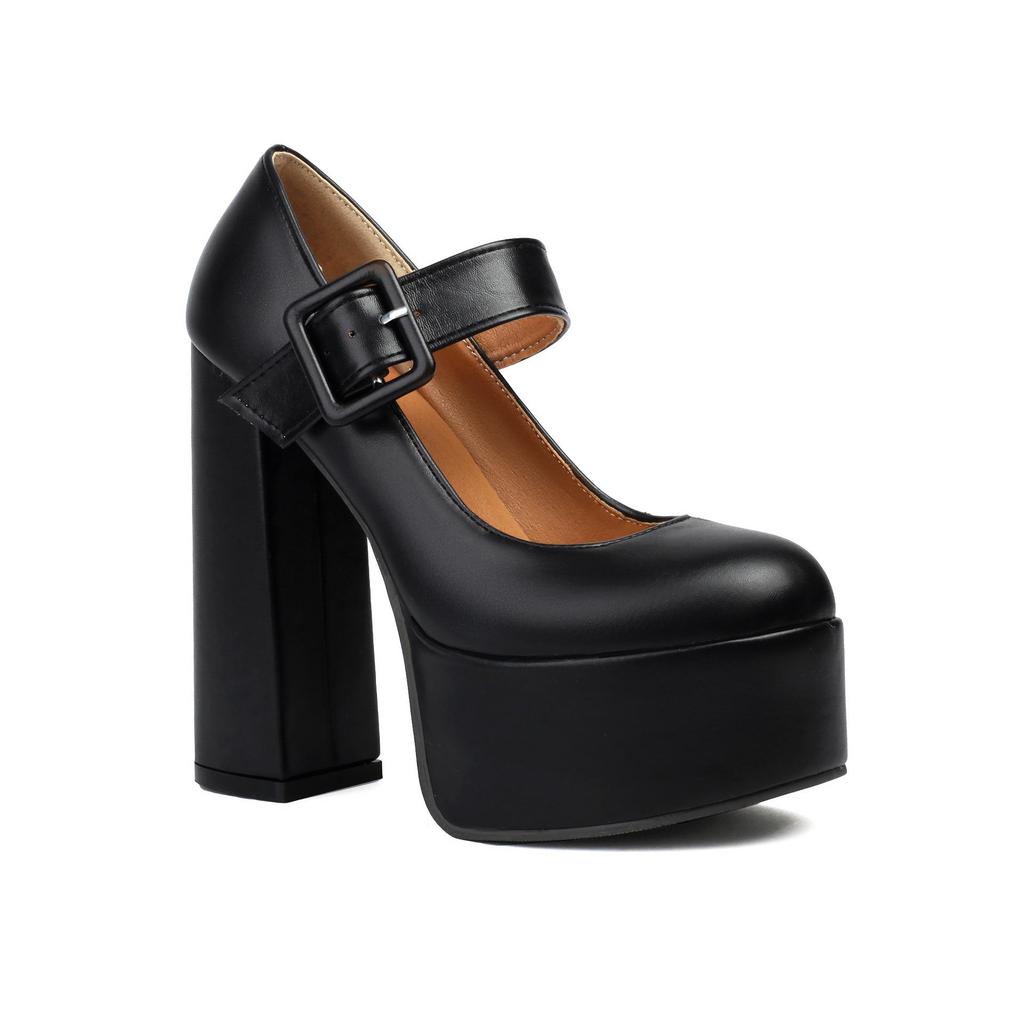 Zapatos de Tacón Alto Mary Jane con Hebilla Cuadrada de Plataforma 2026 - Zapatos de Escenario de Tacón Grueso con Correa Única para Mujer