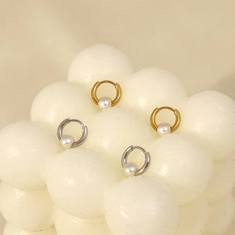 Korean Light Luxury Retro Round Pearl Earrings, High-End Medical 316 Simple And Versatile Temperament Earrings, Earrings, Earrings.