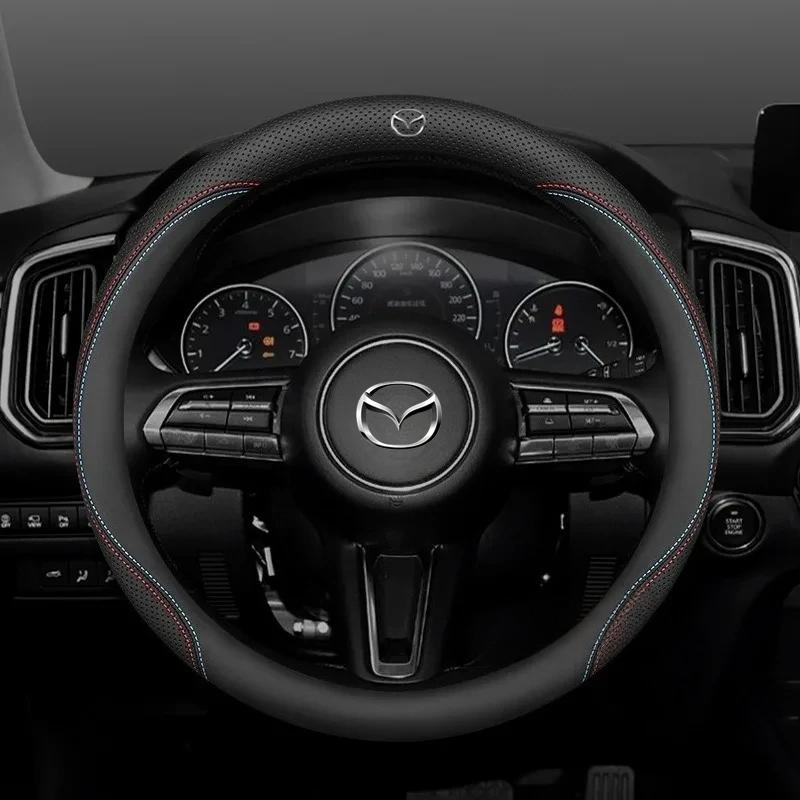 For Mazda 3 5 6 SKYACTIV Axela Atenza CX30 CX50 CX5 CX7 CX8 CX9 MX5 RX8 BT50 Suede Leather Car Steering Wheel Cover Accessories