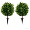 2 Pieces Ball-Shaped Topiary with Ground Spike No-Watering for Office Decoration
