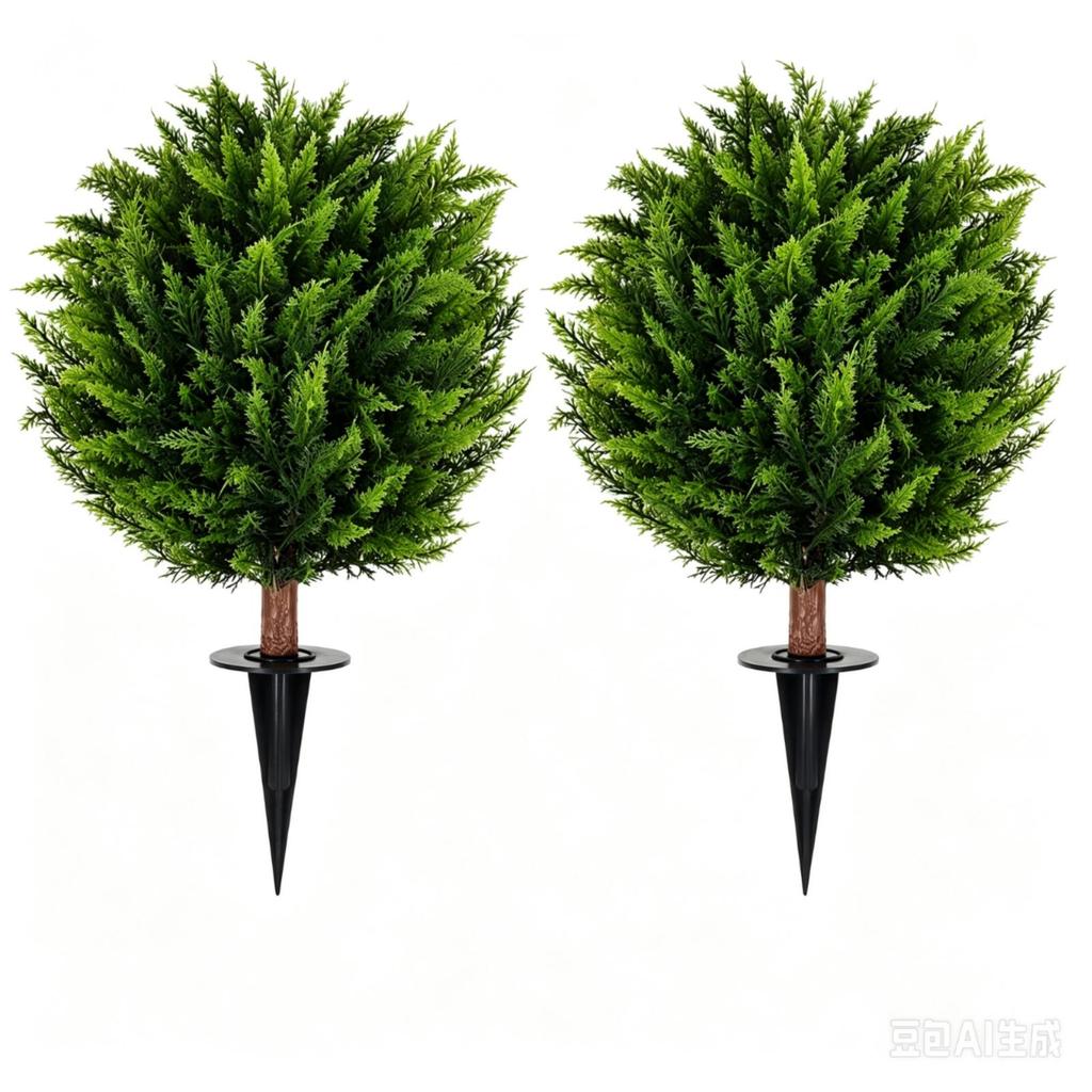 2 Pieces Ball-Shaped Topiary with Ground Spike No-Watering for Office Decoration