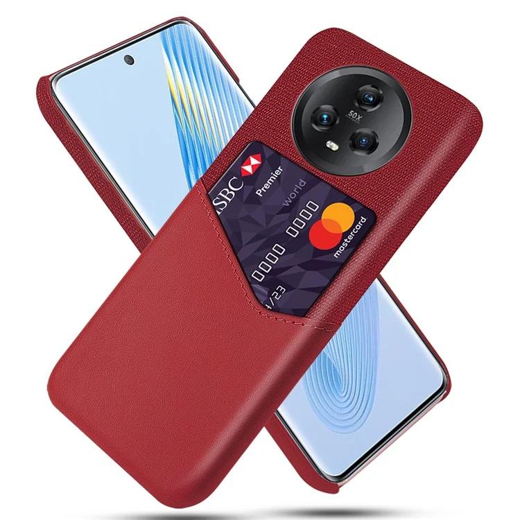 For Honor Magic5 Anti-scratch Phone Case with Card Slot Cloth Texture PU Leather PC Shell