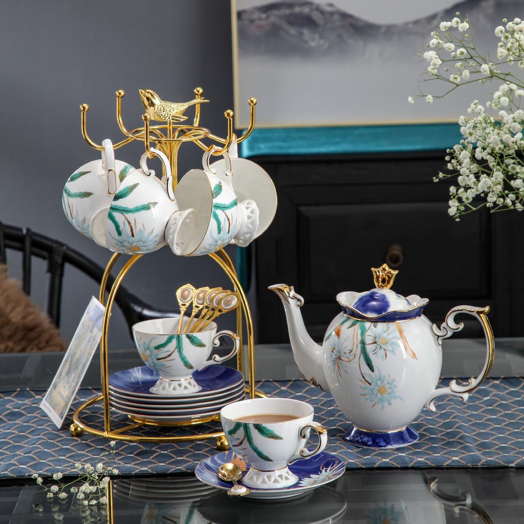Coffee Cup Saucer Afternoon Tea Set Exquisite Bone China Water Set Light Luxury Flower Tea Cup Household Set With Tray