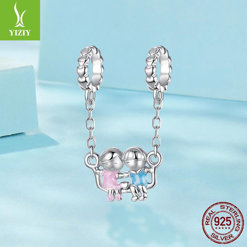 

Романтическая детская любовь Подвеска своими руками Аксессуары S925 Стерлинговое серебро Мальчики и девочки Цепочка безопасности Украшение