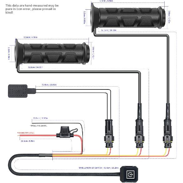Lock On Heated ATV Grips, ATV Heated Grips and Thumb Warmer, 3 Heat Settings 7/8 Electric Heating Handlebar Grips