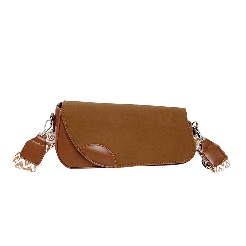 2025 New Small Square Bag Fashionable Retro Messenger Shoulder Bag Wide Shoulder Strap Handbag Foreign Versatile Simple Women's Bag