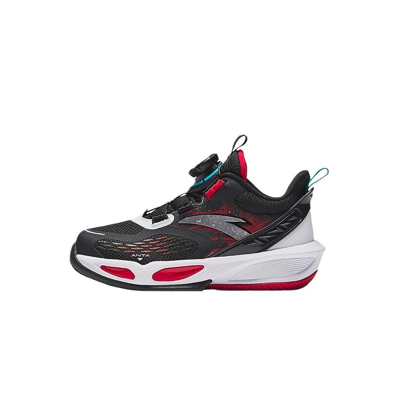 Anta Comfortable Casual Versatile Non-Slip Wear-Resistant Low-Top Kids Basketball Shoes Kids Sneakers Black Classic-Red 312519956-1