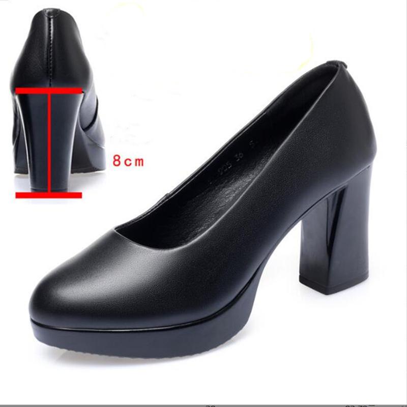 Fashion AIYUQI High Heel Women Shoes New 2024 Spring Genuine Leather Fashion Large Size Thick Heel Women Dress Shoes