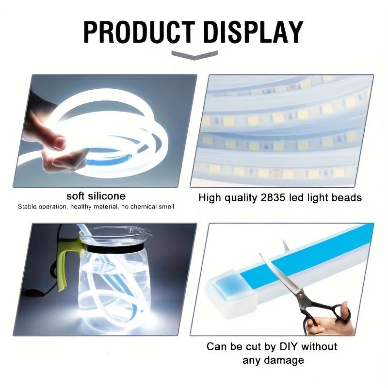 1pc Led Car Hood Lights Sequential Scan Universal Headlight Strip Car Decorative Atmosphere Lamp DRL Auto Daytime Running Lights Dome Lights 6