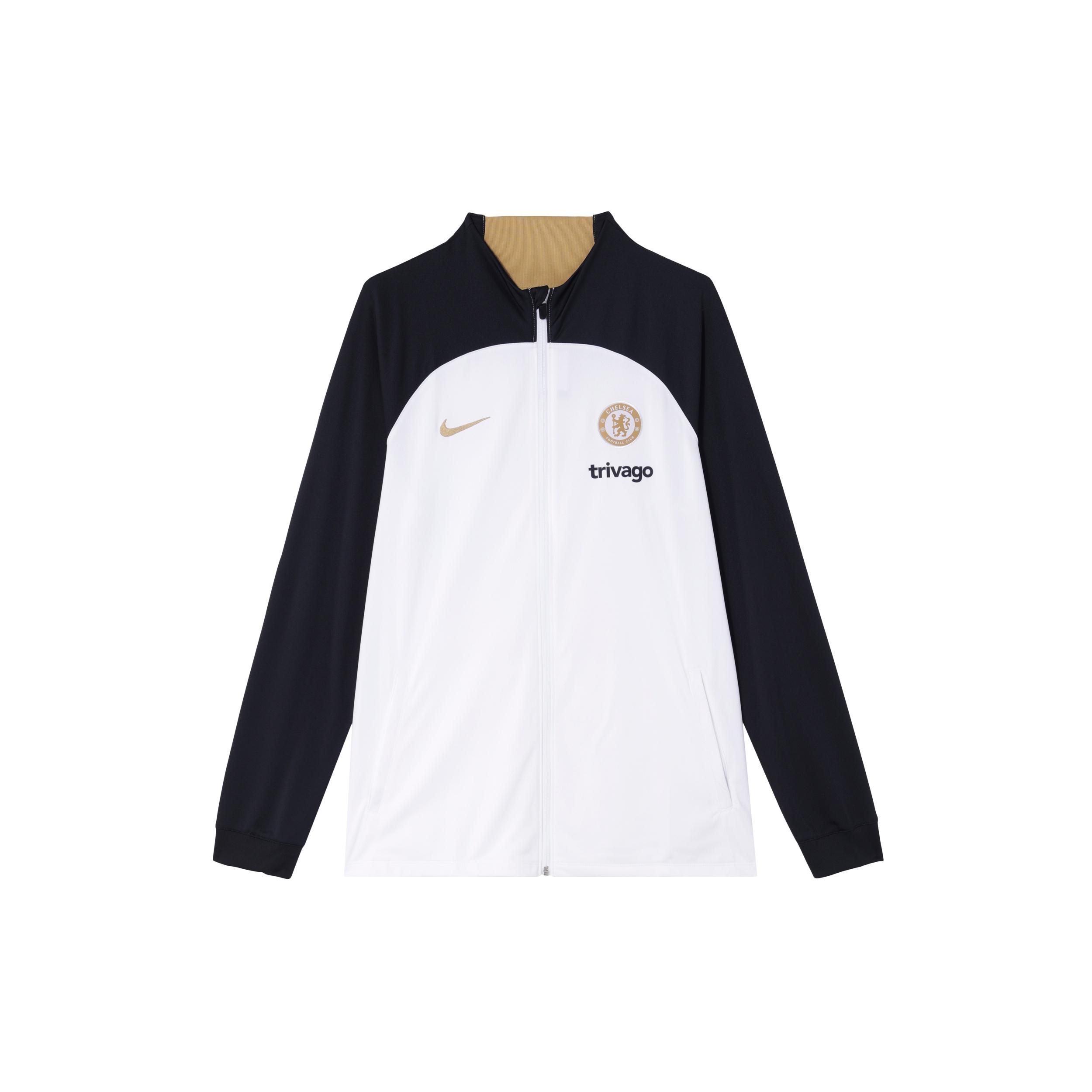 Nike Chelsea FC Dri-FIT Knit Soccer Track Jacket White Black Men s DX3474-101 M