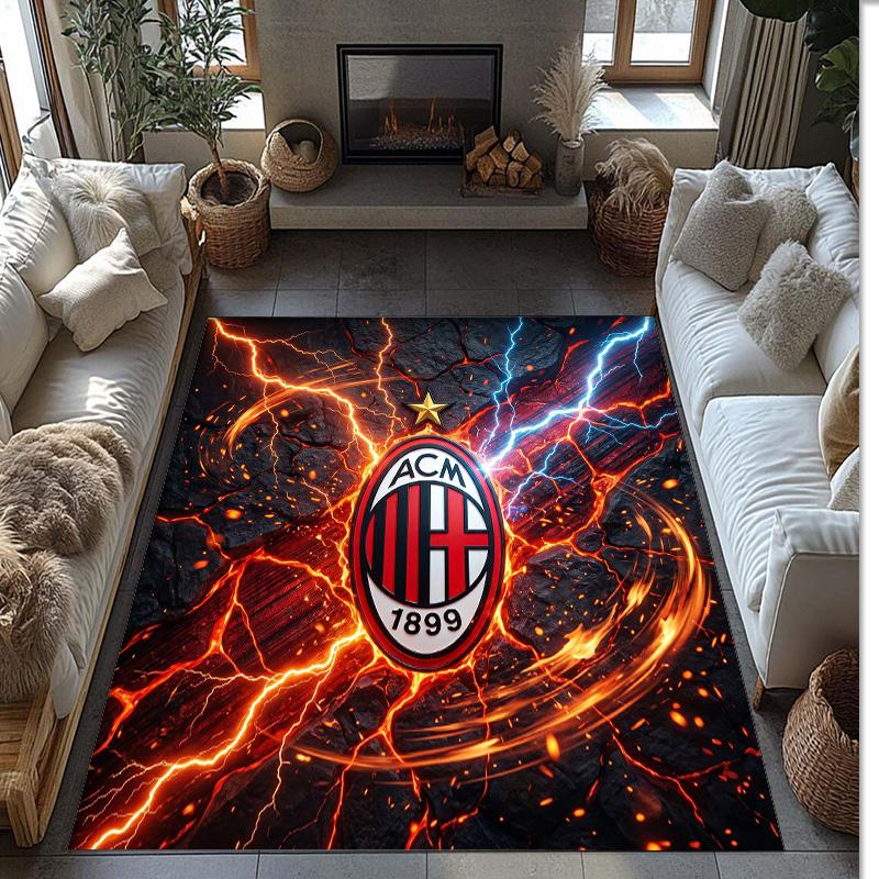 AC Milan Printed Flannel Area Rug Non Slip Soft Polyester Floor Carpet Indoor Decor Mat for Bedroom Living Room Sofa Game Room Home Decoration