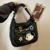 Korean Versi Carto Embroidered Washed Denim Bag for Students One Shoulder Crossbody Tote Bag, Casual and Simple Women's Bag