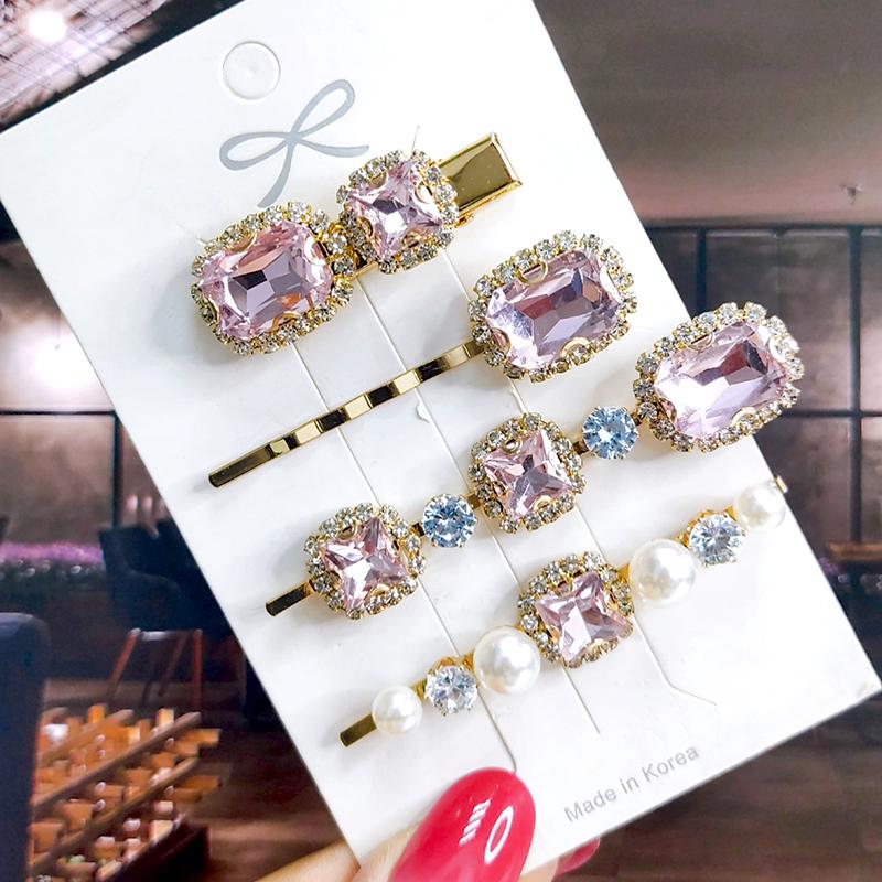 Neues Set Damen Haarspangen Schmuck Mode Kristall Haaraccessoires für Mädchen Luxus Perle Geometrische Haarspangen Nadeln Weihnachtsgeschenk