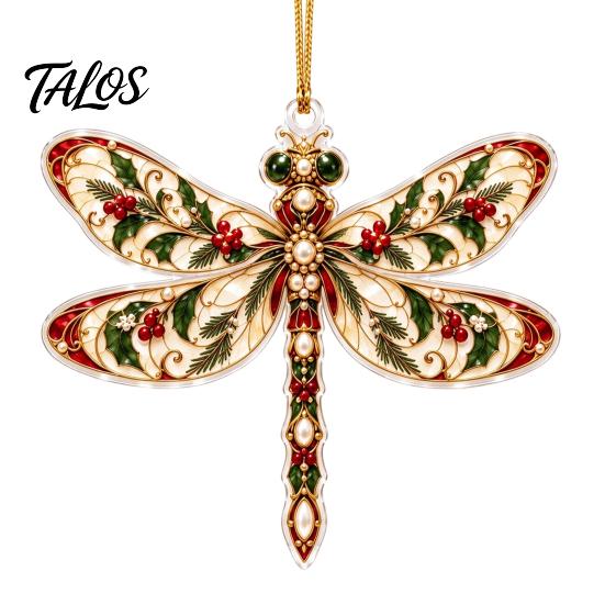 Clear Acrylic Gift Tags Dragonfly Hanging Ornament, Seasonal Decorative Pendant with Lanyard, Lightweight Sign HD Printing for Christmas Tree