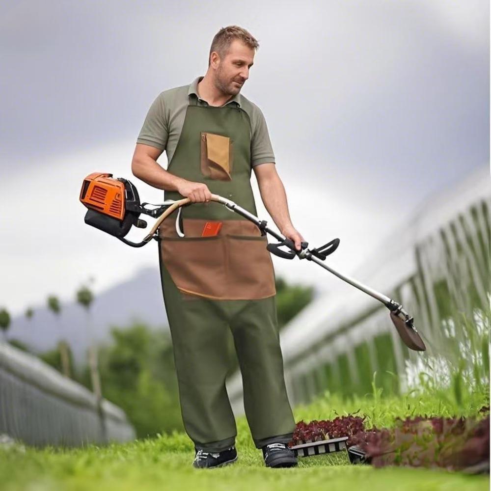 Gartenschürze,Schürze Mann,Ernteschürze mit Taschen,Wasserdicht,Verstellbar,Verstärkte Knie zum Rasenmähen und Rasenpflege
