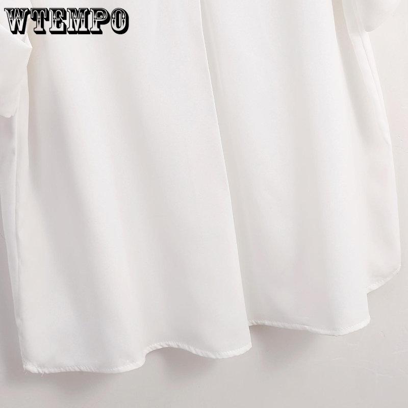 WTEMPO Summer Cotton White Shirt Women's Korean Loose Versatile Tops Loose Short Bat Sleeve V-neck Button T-Shirts