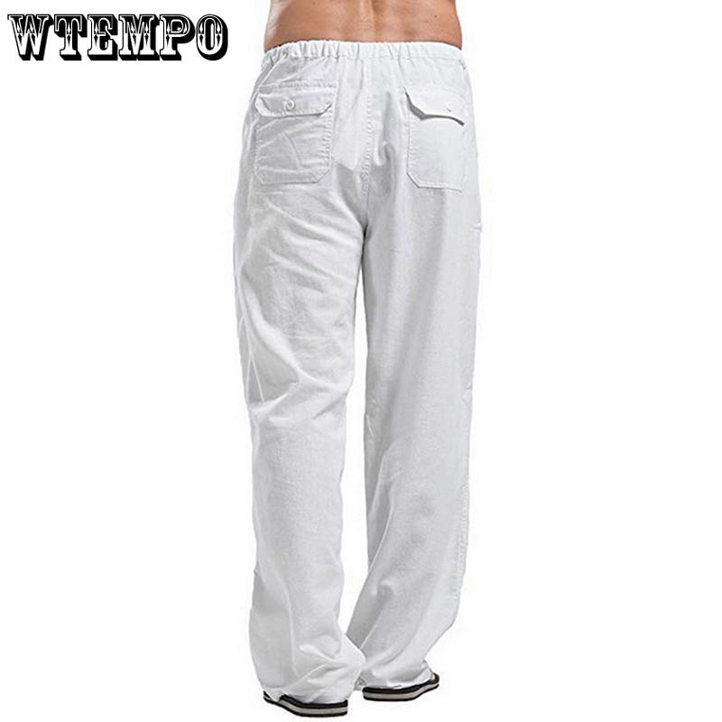Men's Autumn Streetwear Elastic Waists Trousers Loose Pants Straight Party Pants Linen Plus Size