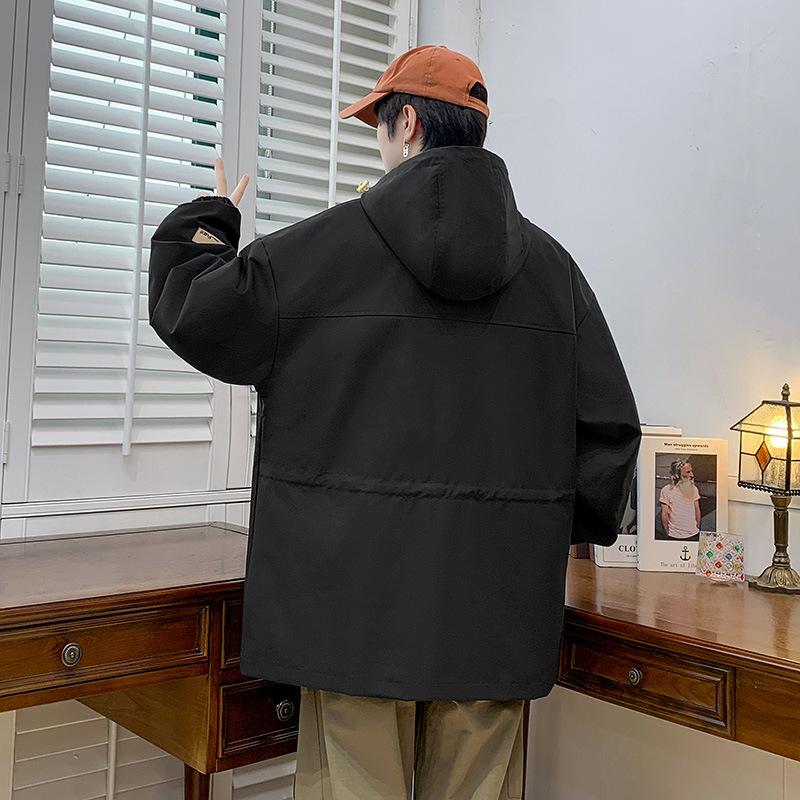 Tooling Jacket Men's Spring and Autumn New Loose Hooded Trendy Top Fat Fat Guy Large Size Coat