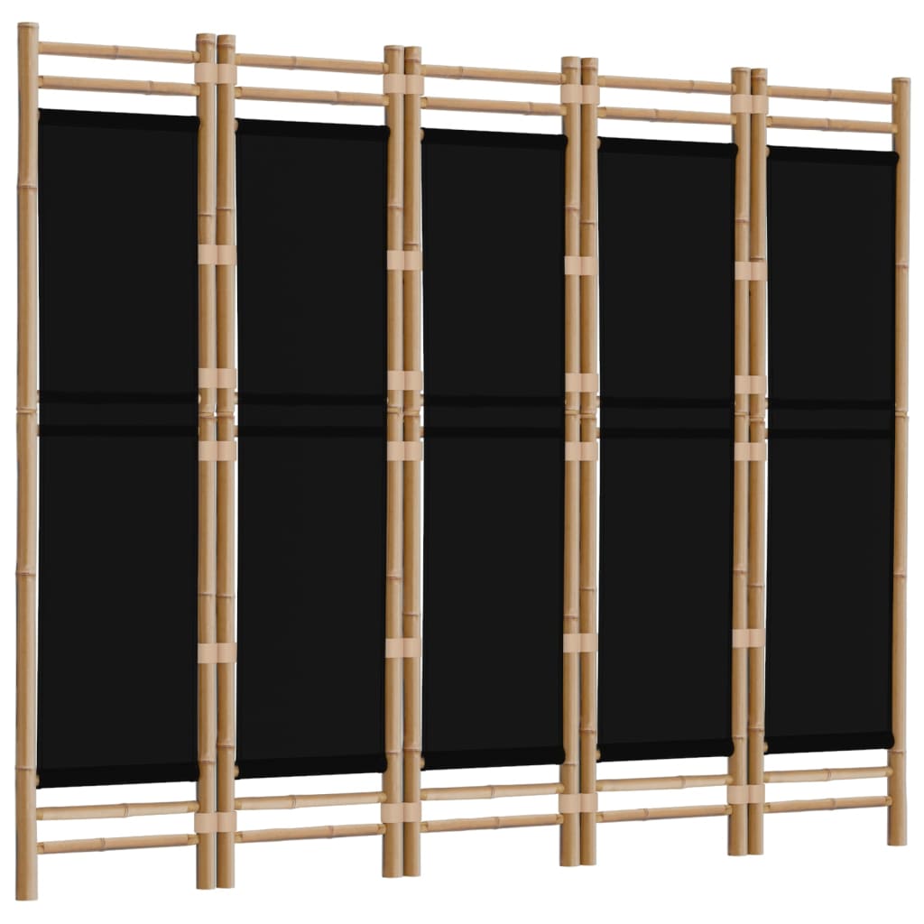 Vidaxl Składany Parawan 5-Panelowy, 200 Cm, Bambus I Płótno