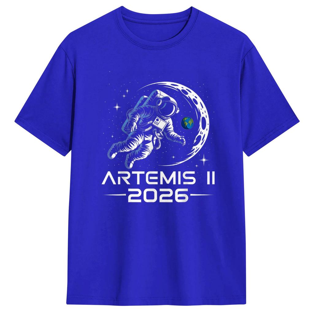 Artemis II Launch to The Moon Space Mission 2026 Astronaut Mens T Shirt Humor Tees Short Sleeve TShirt Cotton Printed Clothing