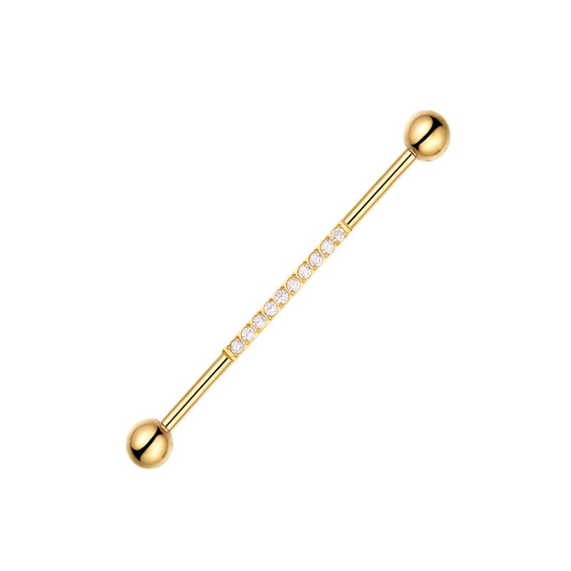 Barbell de Titânio G23 com Zircônia Cravejada para Joia de Piercing na Cartilagem da Orelha