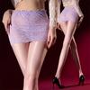 Two-In-One Lace Buttocks Mini Skirt With Oil Shiny T-Shape Crotch Pantyhose Women Sexy Ultra Thin Transparent Nightwear Tights