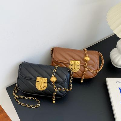 Fashion Women's Bags Autumn and Winter New Trendy Fashion Rhombus Embroidery Thread Personalized Lock Messenger Bag Chain Bag Fashionable Shoulder Bag