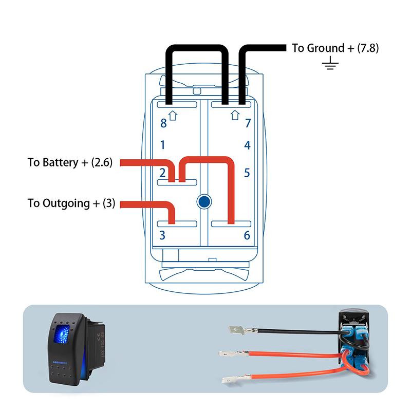 12V 24V Vodotěsný Námořní Lodní Kolébkový Přepínač Páčkový 5 Pin SPST Zapnuto-Vypnuto Přepínač 12V/20A 24V/10A s LED Světlem pro Auto Nákladní Auto Námořní