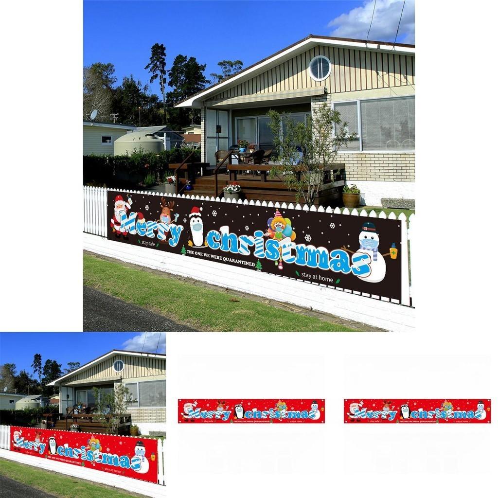 Merry Christmas Banner Featuring Santa Claus And Elk For Quarantine Outdoor Holiday Dcor