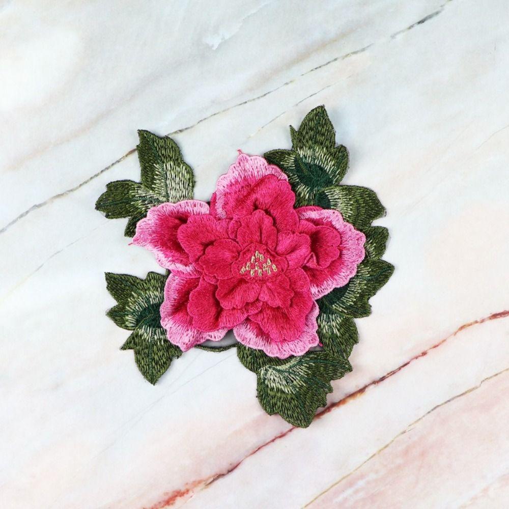 Fashion Elegant Peony Embroidery Patch Floral Embroidery Large Flower Patch Sewing Accessories