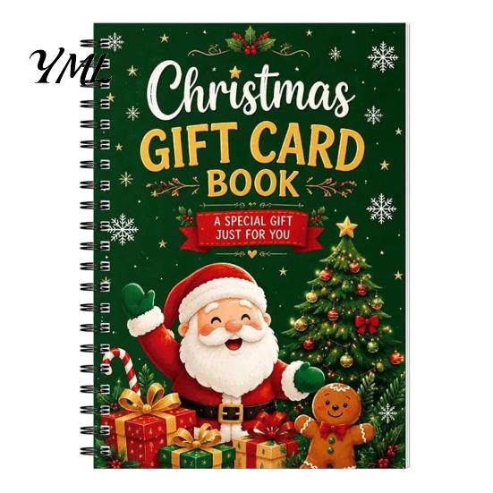 Carpeta de Regalo de Dinero de Temporada Tarjeta de Navidad Holográfica Libro, 7x5 Encuadernación en Espiral Folleto de Recuerdo Festivo, Portador de 10 Páginas Saludo Bolder DIY para