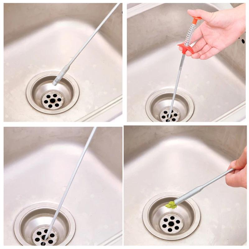 60CM Bendable Drain Clog Dredge Tools Flexible Grabber Claw Pick Up Reacher Water Sink Cleaning Hook Drain Clog Remover Tools