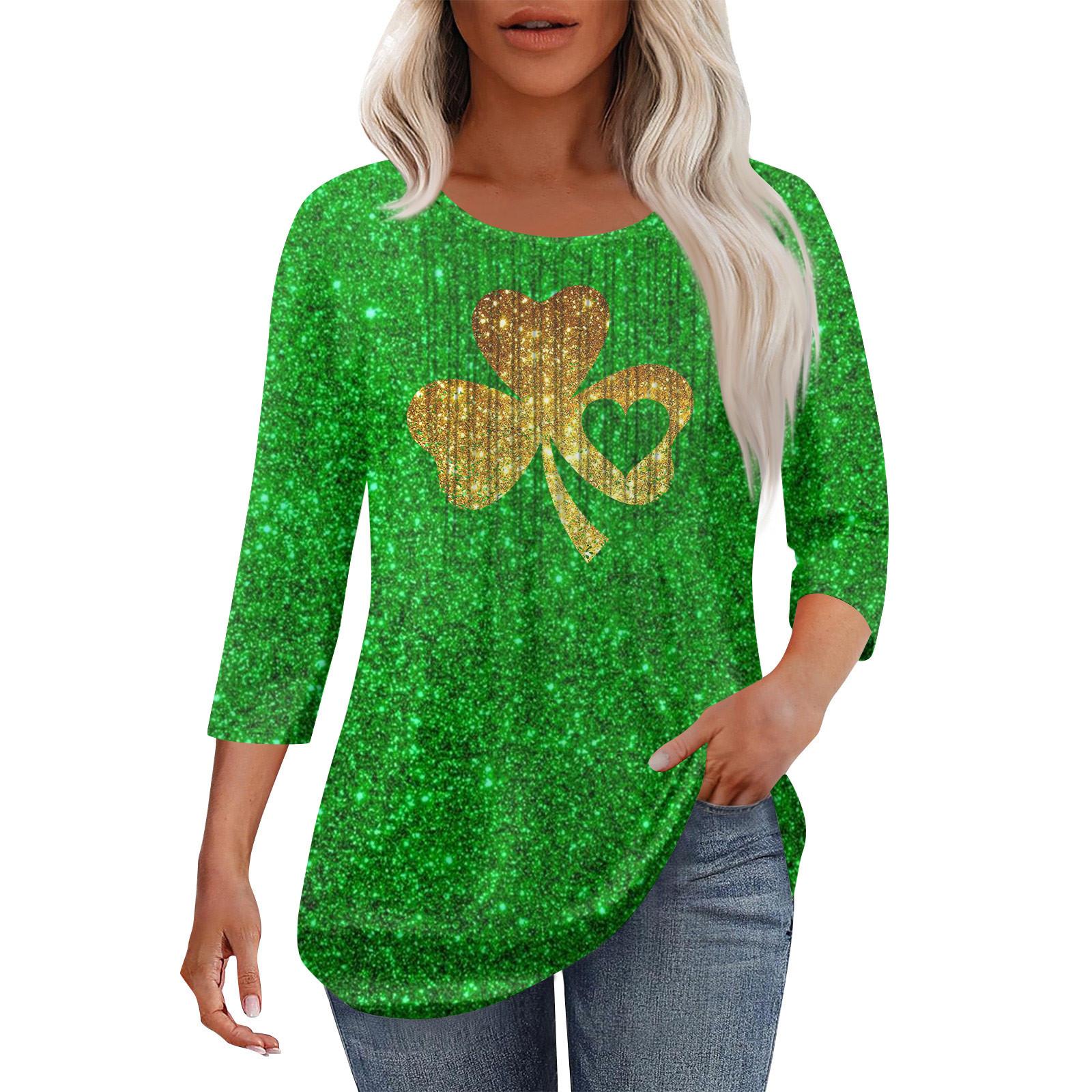 

Жіноча модна повсякденна плісована футболка з круглим вирізом і сімома чвертями рукавів M